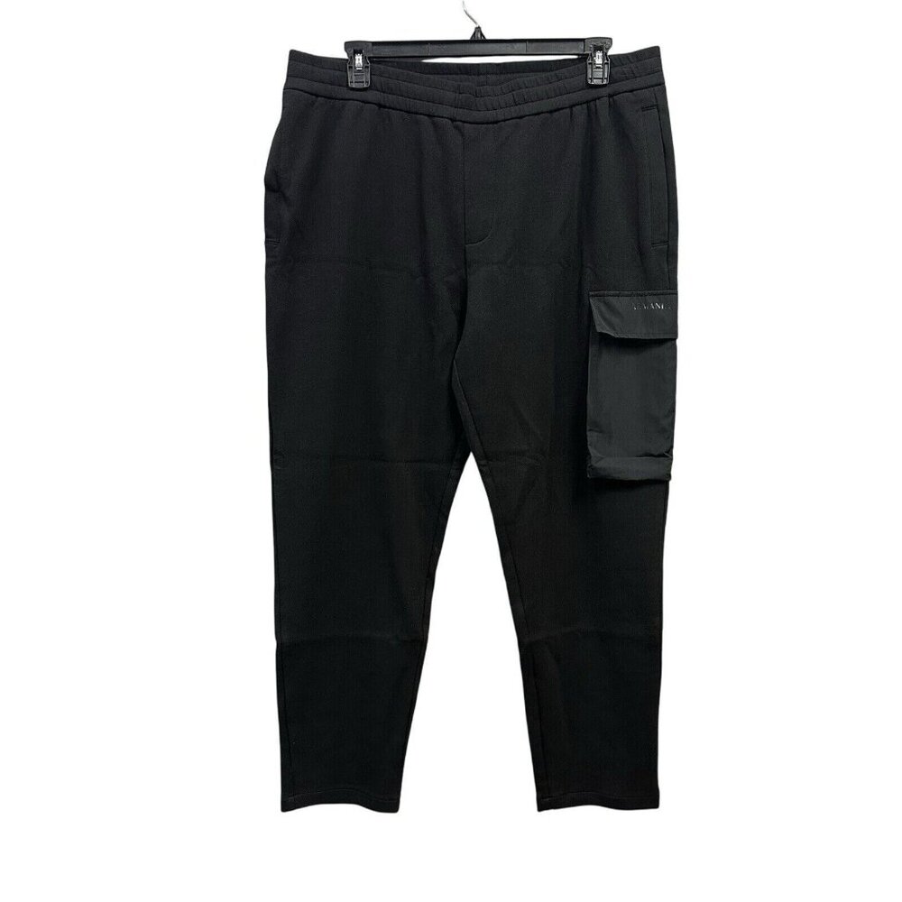 A|X ARMANI EXCHANGE Mens 2XL Black Cargo Fleece Elastic Waistband Sweatpants